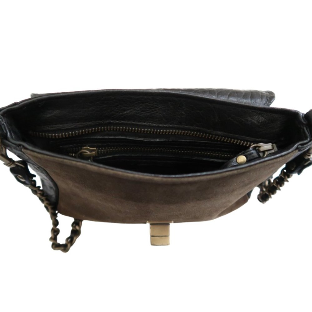 Abaco Python Suede Leather Flap Handbag W Turnlock - image 7